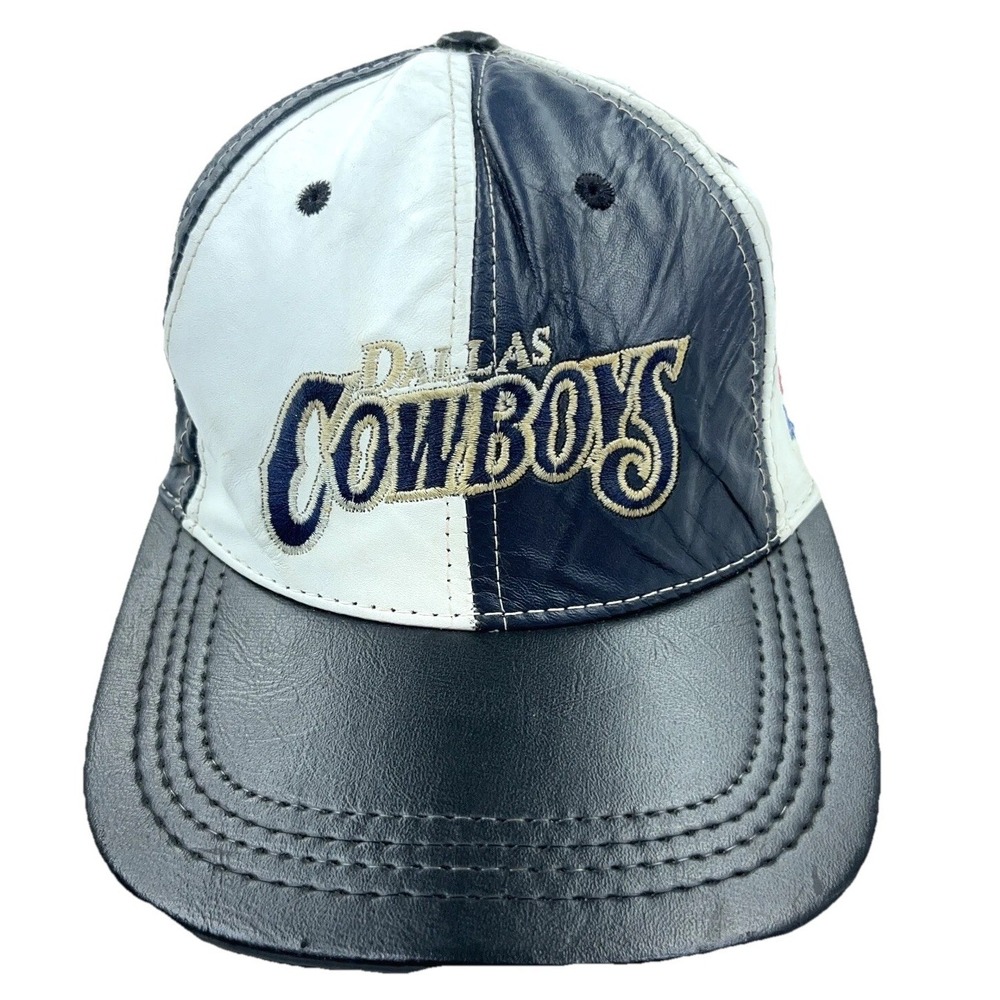 Vintage Dallas Cowboys Leather Snapback Hat Cap Made In USA 90s‎ NFL Football